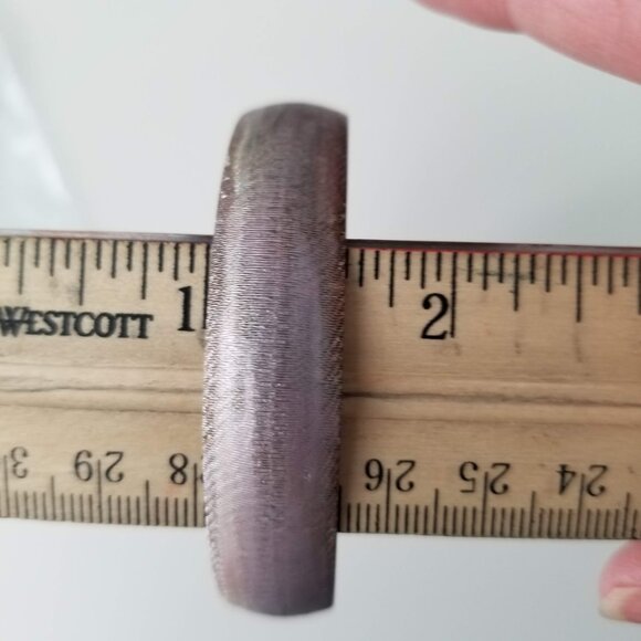 Vintage Monet Silver Tone Bangle Bracelet, Textured Brushed Matte Silver Pattern - Picture 6 of 12